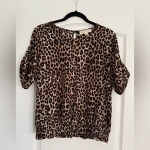 Michael Kors Leopard Print Women's Blouse Sz L